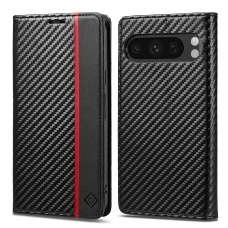 Чохол-книжка LC.IMEEKE з фактурою Carbon Fiber на Google Pixel 10/10 Pro - чорний