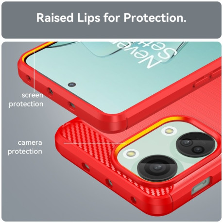 Противоударный чехол Brushed Texture Carbon Fiber на OnePlus Nord 3 - красный