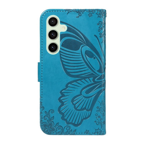 Чехол-книжка Swallowtail Butterfly Embossed Leather для Samsung Galaxy S24 FE 5G - синий