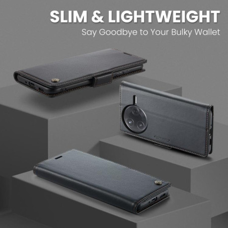 Чехол-книжка CaseMe 023 Butterfly Buckle Litchi Texture RFID Anti-theft Leather для Xiaomi Poco F7 Pro / F7 Ultra - черный