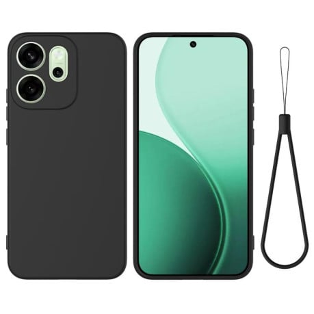 Силиконовый чехол Solid Color Liquid Silicone на OPPO Reno14 F 5G Global - черный