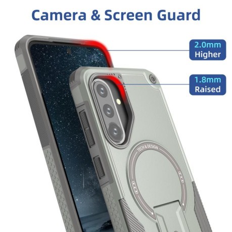 Протиударний чохол MagSafe Holder Armor PC Hybrid для Samsung Galaxy A36/A56 5G - сірий