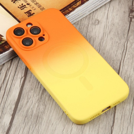 Противоударный чехол Liquid Silicone Full (Magsafe) для iPhone 15 - оранжево-желтый