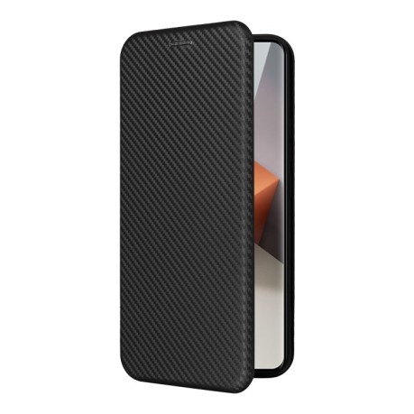Чехол-книжка Carbon Fiber Texture на For Xiaomi Redmi Note 13 Pro+ - черный