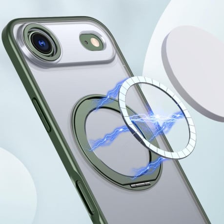 Чехол kalebol с MagSafe и подставкой 360 Metal Ring Holder на iPhone Air - зеленый