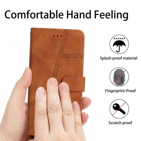 Чехол-книжка Stitching Skin Feel для iPhone 16 Pro Max - коричневый