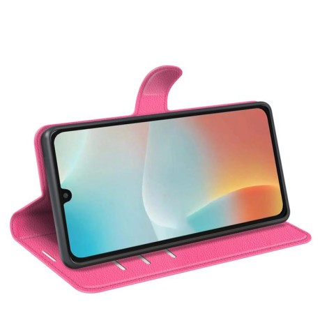 Чехол-книжка Litchi Texture Horizontal Flip Leather на Samsung Galaxy M16 / F16 - пурпурно-красный