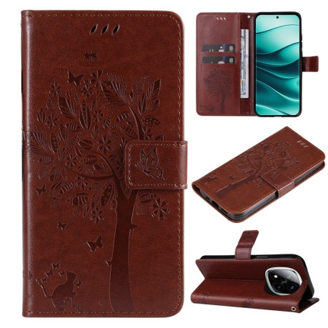 Чохол-книжка Happy Cat Pattern для Xiaomi Redmi Note 14 Pro / 14 Pro+ 5G - кавовий
