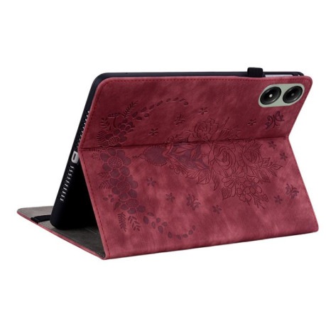 Чехол-книжка Butterfly Rose Embossed для Xiaomi Redmi Pad 2 / Xiaomi Redmi Pad SE 11 2025 - червоний