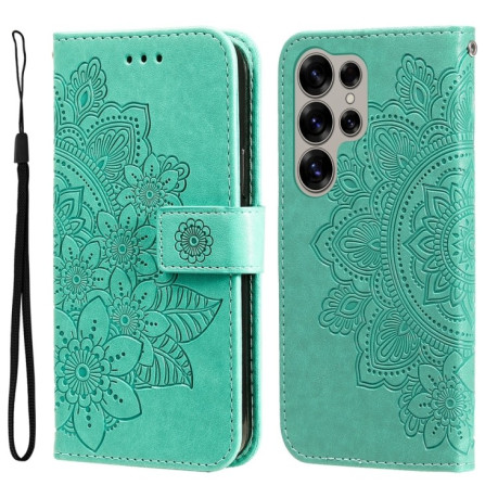 Чохол-книжка 7-petal Flowers Embossing  для Samsung Galaxy S25 Ultra 5G - зелений
