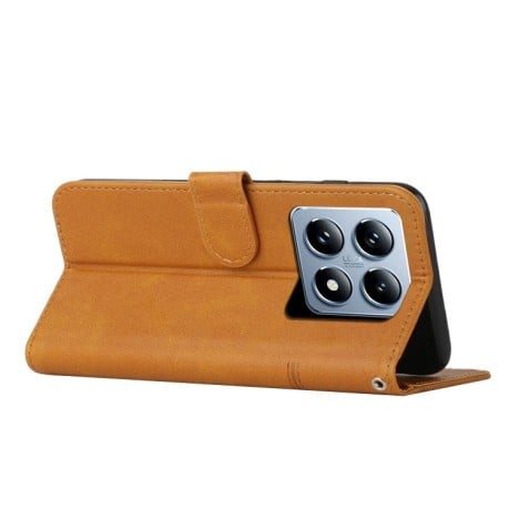 Чехол-книжка Stitching Calf Texture для Xiaomi 14T - желтый