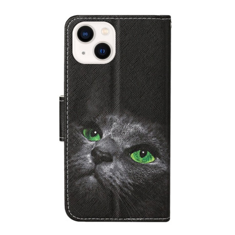 Чехол-книжка Colored Drawing Pattern для iPhone 14 Plus - Black Cat