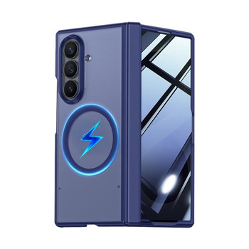 Напівпрозорий магнітний чохол Escase з плівкою на Samsung Galaxy Fold8 Ultra 5G — синій