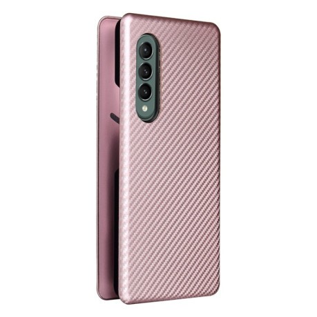 Чохол-книжка Carbon Fiber Texture на Samsung Galaxy Fold4 - рожевий