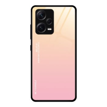 Стеклянный чехол Gradient Color на Xiaomi Redmi Note 12 Pro+ - желто-розовый