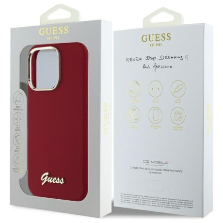 Оригінальний чохол Guess Silicone Script Metal Logo для iPhone 16 Pro - Pink