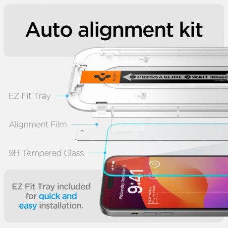 Защитное стекло Spigen Glas.Tr ”EZ Fit” для iPhone 15 PLUS Clear