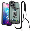 Противоударный чехол Sliding Camera Design для  iPhone 14 Pro Max - зеленый