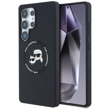 Оригинальный чехол Karl Lagerfeld Silicone Double Heads And Circle MagSafe для Samsung Galaxy S25 Ultra - black