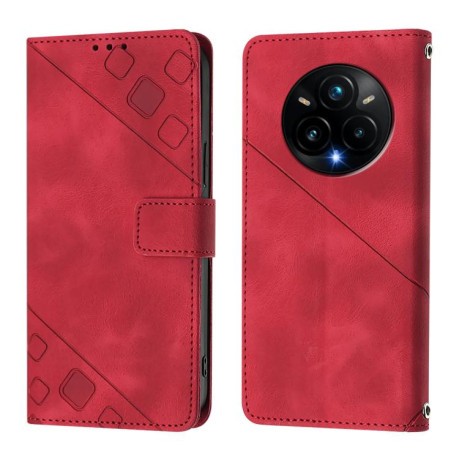 Чохол-книжка Skin-feel Embossed для Realme 14 Pro+ 5G - червоний