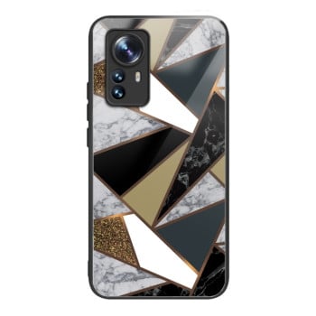 Протиударний скляний чохол Marble Pattern Glass на Xiaomi 12 Pro - Rhombus Golden