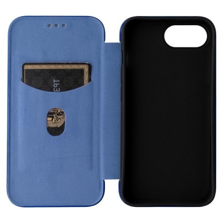 Чехол-книжка Carbon Fiber Texture на iPhone 16e - синий