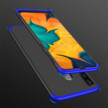 3D чехол GKK Three Stage Splicing Full Coverage  на Samsung Galaxy A20 / A30- черный, синий