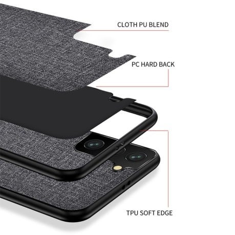 Противоударный чехол Cloth Texture на Samsung Galaxy S21 FE - коричневый