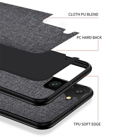 Противоударный чехол Cloth Texture на Samsung Galaxy S21 FE - розовый