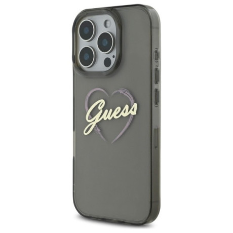 Оригінальний чохол Guess IML Heart для iPhone 16 Pro Max - Black