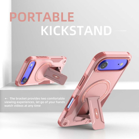 Противоударный чехол Armor Magsafe Holder PC Hybrid TPU для iPhone Air - розовый