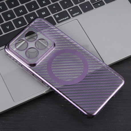 Противоударный чехол 6D Gold Plated Magsafe на Xiaomi 14 Pro - Aurora Purple