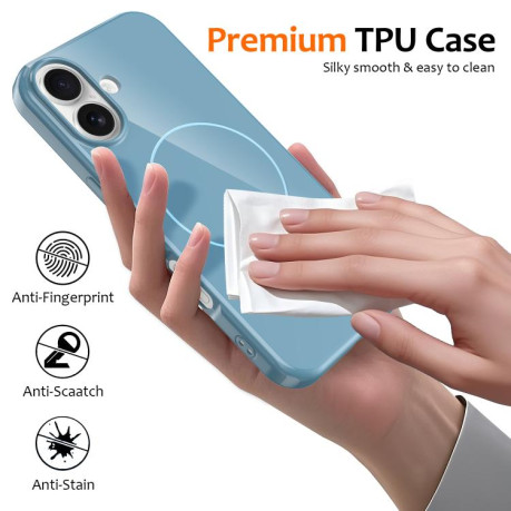Противоударный чехол Glossy TPU Shockproof MagSafe на iPhone 17 - синий