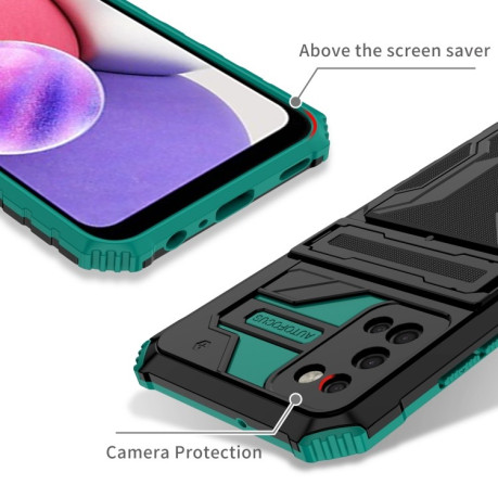 Противоударный чехол Armor Card для Samsung Galaxy A03s - зеленый