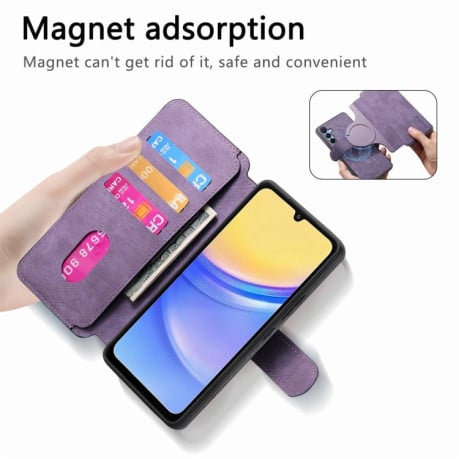 Чохол-книжка CaseNeo з MagSafe із захистом від сканування RFID у стилі Retro на Samsung Galaxy A17 4G/5G - фіолетовий
