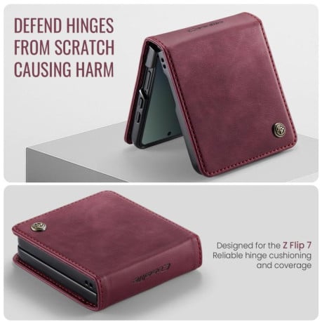 Чохол-книжка CaseMe 033 із фактурою Calf та захистом від сканування RFID на Samsung Galaxy Filp 7 5G - червоний