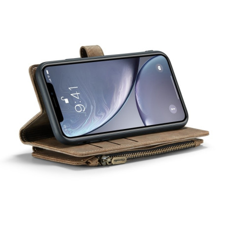 Шкіряний чохол-гаманець CaseMe-C30 для iPhone XR - коричневий
