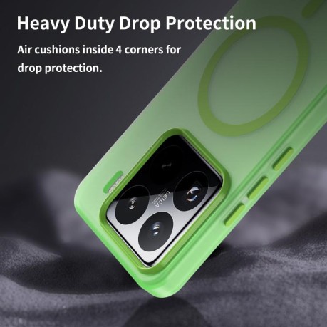 Протиударний чохол MagSafe Frosted Translucent TPU + PC для Xiaomi 15 Pro - зелений