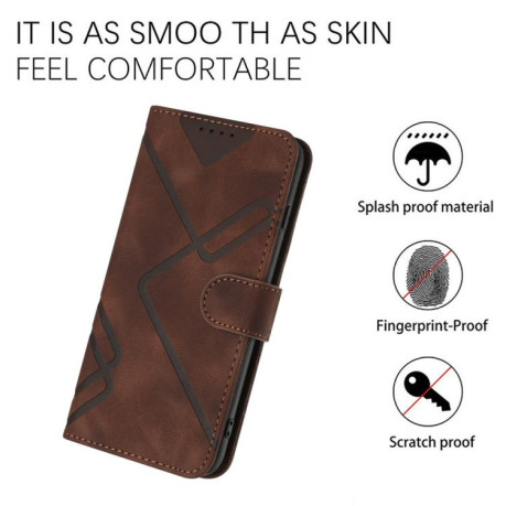 Чехол-книжка Line Pattern Skin Feel Leather для Xiaomi Poco F7 - кофейный