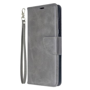 Чохол-книжка Retro Lambskin Texture Pure Color на Samsung Galaxy S20 Ultra-сірий