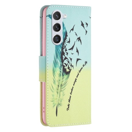 Чехол-книжка Colored Drawing Pattern для Samsung Galaxy S25 5G - Feather