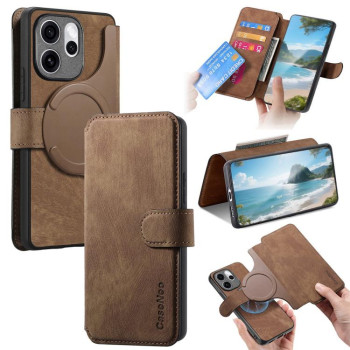 Чохол-книжка CaseNeo MagSafe RFID Anti-theft Retro Leather на OPPO Reno15 F 5G — коричневий