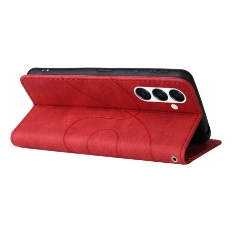 Чехол-книжка Dual-color Splicing Flip Leather для Samsung Galaxy A26 5G - красный