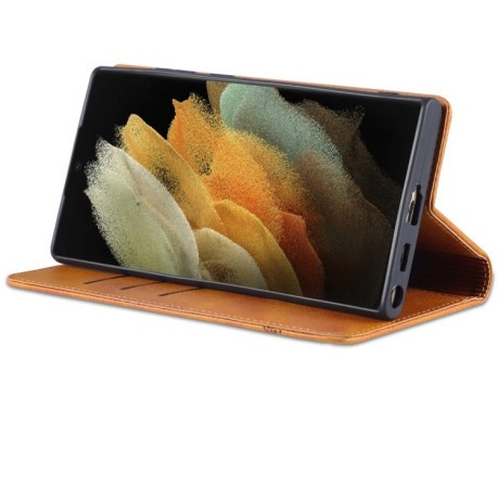 Чехол-книжка AZNS Magnetic Calf на Samsung Galaxy S22 Ultra 5G - коричневый