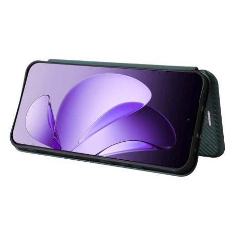 Чохол-книжка Carbon Fiber Texture на OPPO Reno13 5G Global - зелений