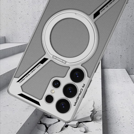 Протиударний чохол GKK Electroplating Leather Shape Disassemble MagSafe Not Included Pen для Samsung Galaxy S25 Ultra 5G - Mountain Gray