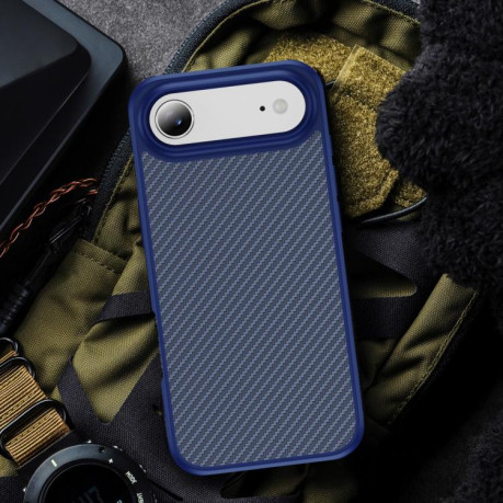 Ударозащитный чехол Carbon Fiber Texture Skin-feel Acrylic TPU на iPhone Air - синий