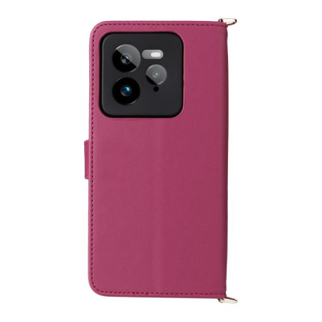 Чехол-книжка Multifunctional 6-Card Slots Leather на Realme GT 7 Pro - пурпурно-красный
