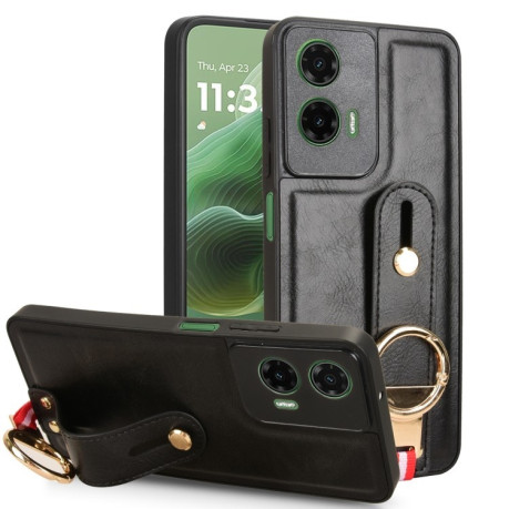 Протиударний чохол Wristband Leather Back для Motorola Moto G35 5G - чорний