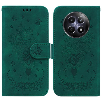 Чехол-книжка Butterfly Rose Embossed для  Realme 13 5G/12 5G/12X 5G - зеленый